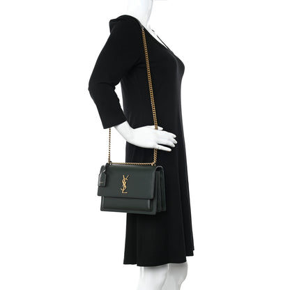 Saint Laurent Calfskin Medium Monogram Sunset New Vert Fonce 2 of 9