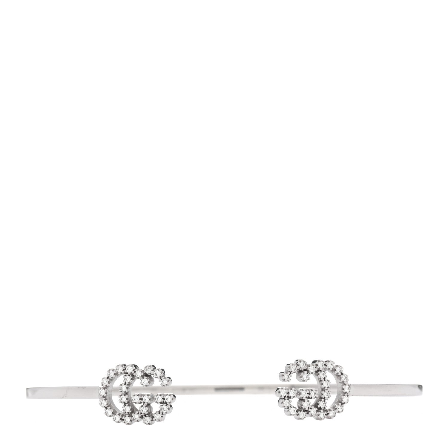 Gucci 18K White Gold Diamond GG Running Cuff Bracelet 1 of 4