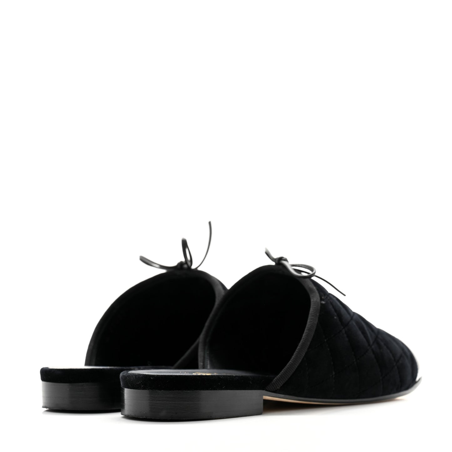 Velvet Patent Quilted Cap Toe Womens CC Mules 39.5 Black
