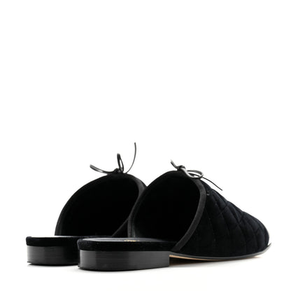 Chanel Velvet Patent Quilted Cap Toe Womens CC Mules 39.5 Black 4 of 11