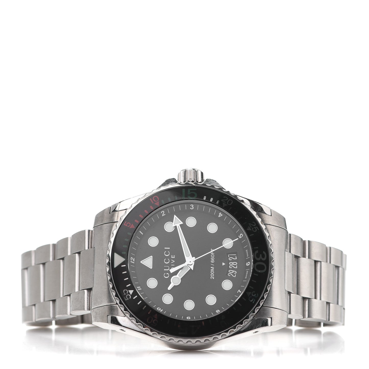 Stainless Steel 45mm Dive GMT Quartz Watch Black