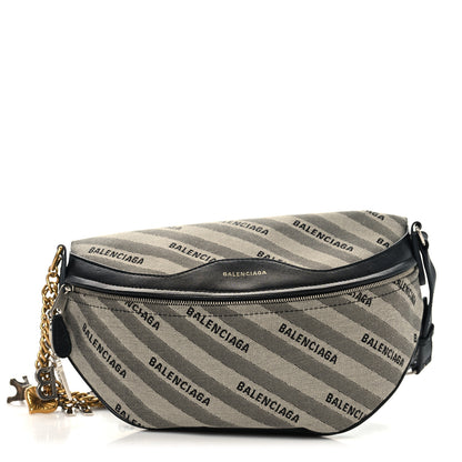 Balenciaga Canvas Jacquard Diagonal Allover Logo XS Souvenir Belt Bag Gris 1 of 11