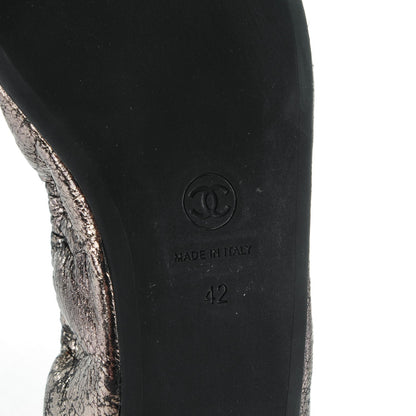 Chanel Metallic Crackled Calfskin Cap Toe Ballerina Flats 42 Dark Brown Black 6 of 7