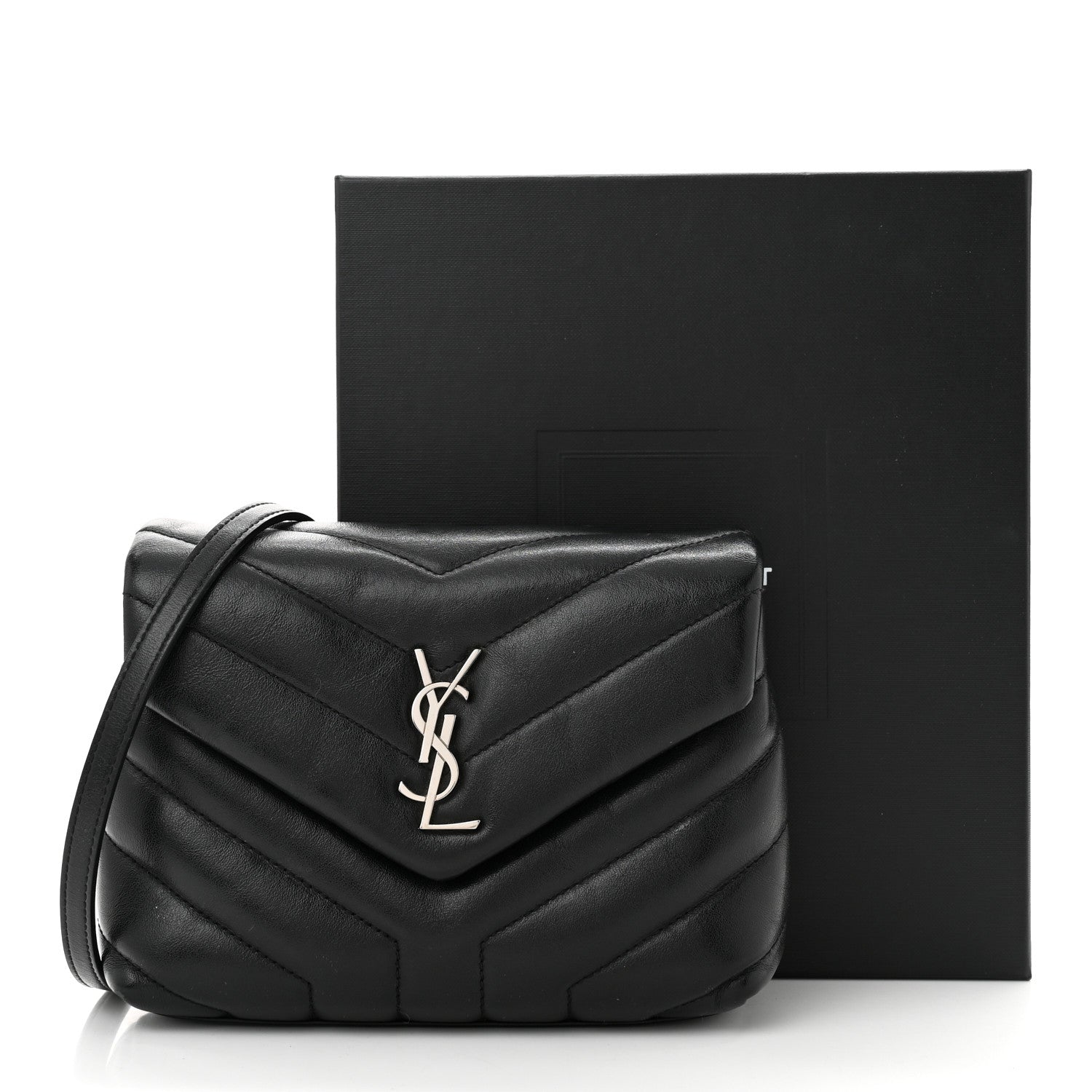 Saint Laurent Calfskin Y Quilted Monogram Toy Loulou Crossbody Bag Black 13 of 13