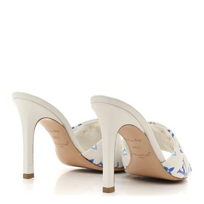 Louis Vuitton Lambskin Embossed Monogram By The Pool Revival High Heel Mules 38.5 White Blue Purple 5 of 10