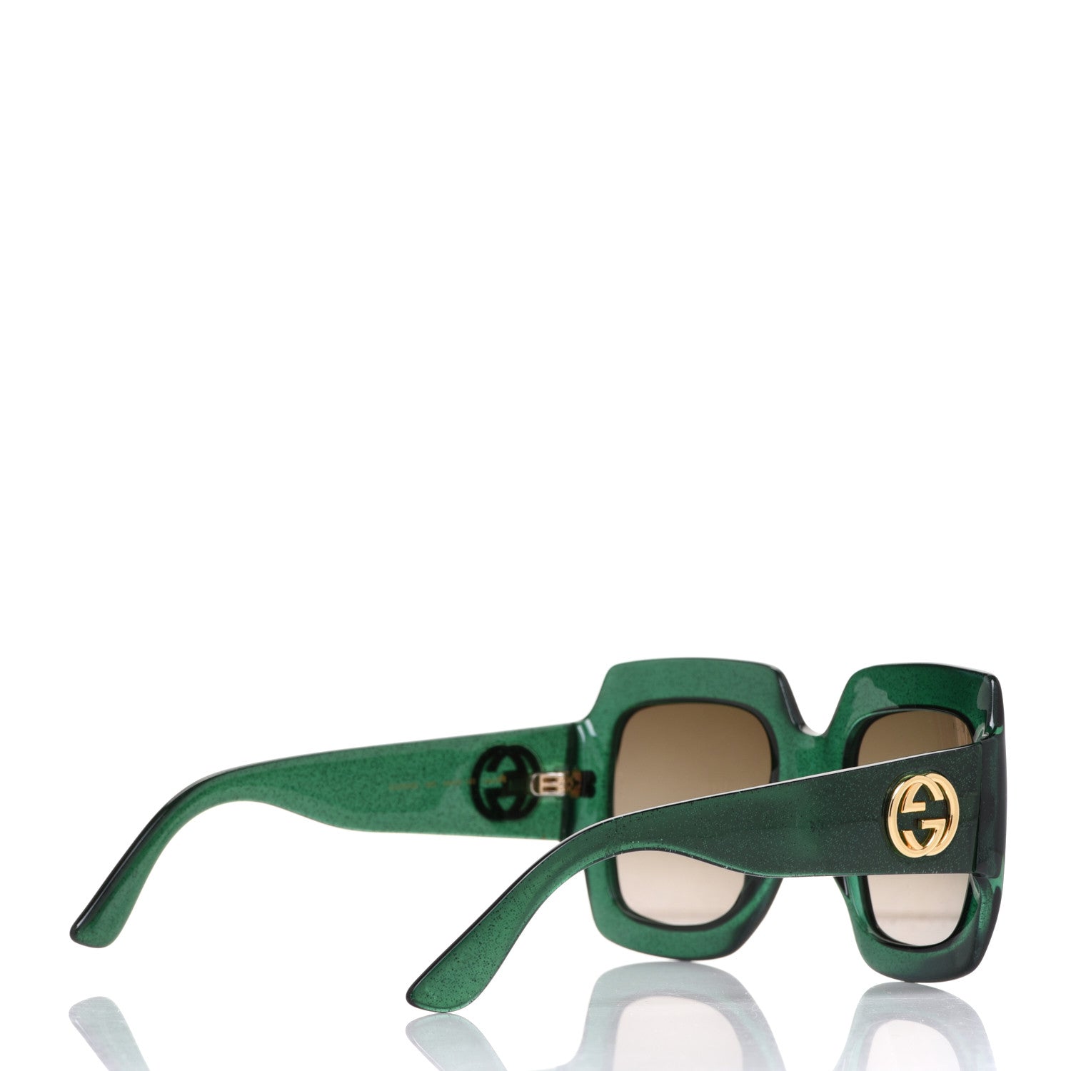 Gucci Glitter Acetate Square Frame Sunglasses GG0053S Green 4 of 9