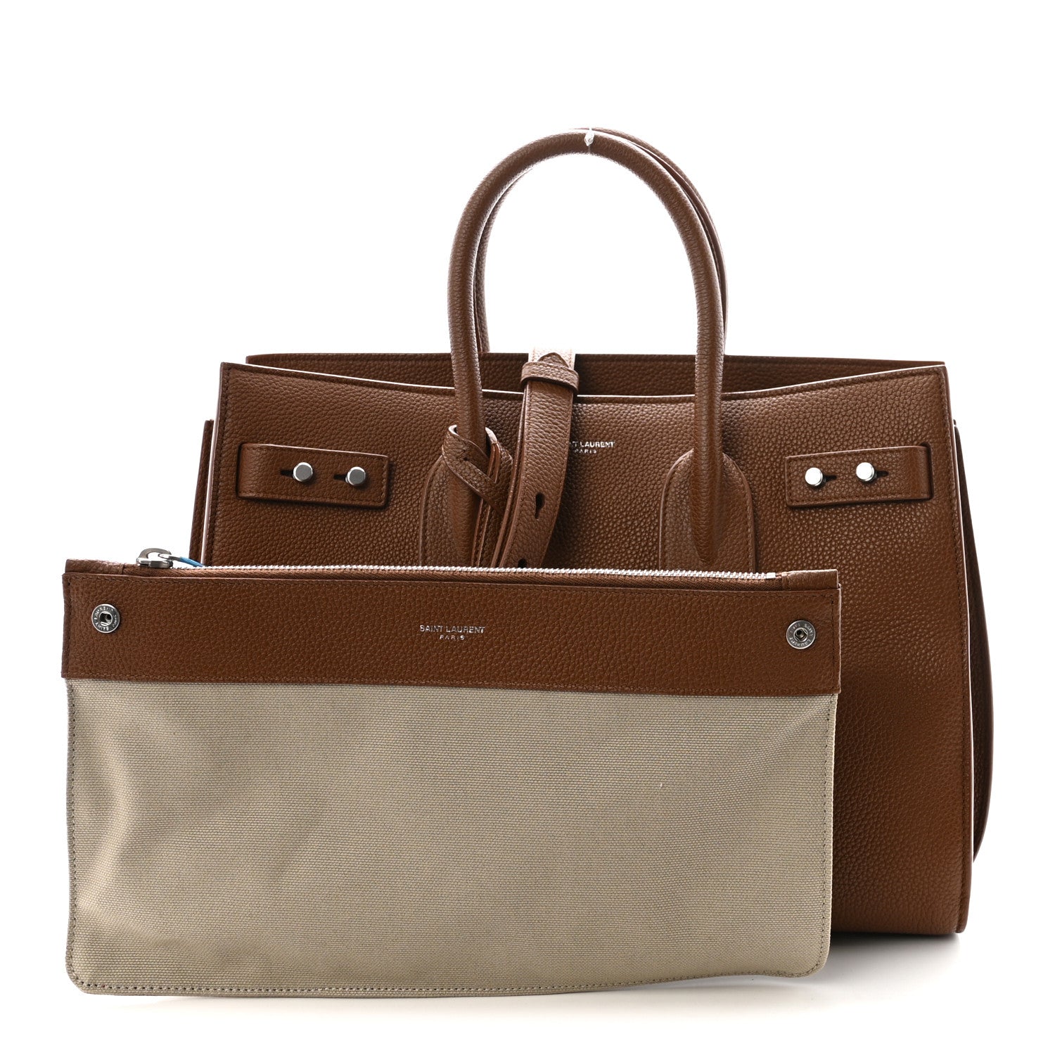 Saint Laurent Grained Calfskin Small Supple Sac De Jour Moka 3 of 10