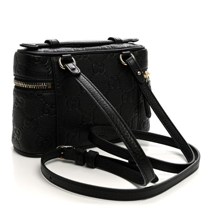 Gucci GG Calfskin Embossed Emblem Super MIni Crossbody Bag Black 3 of 9