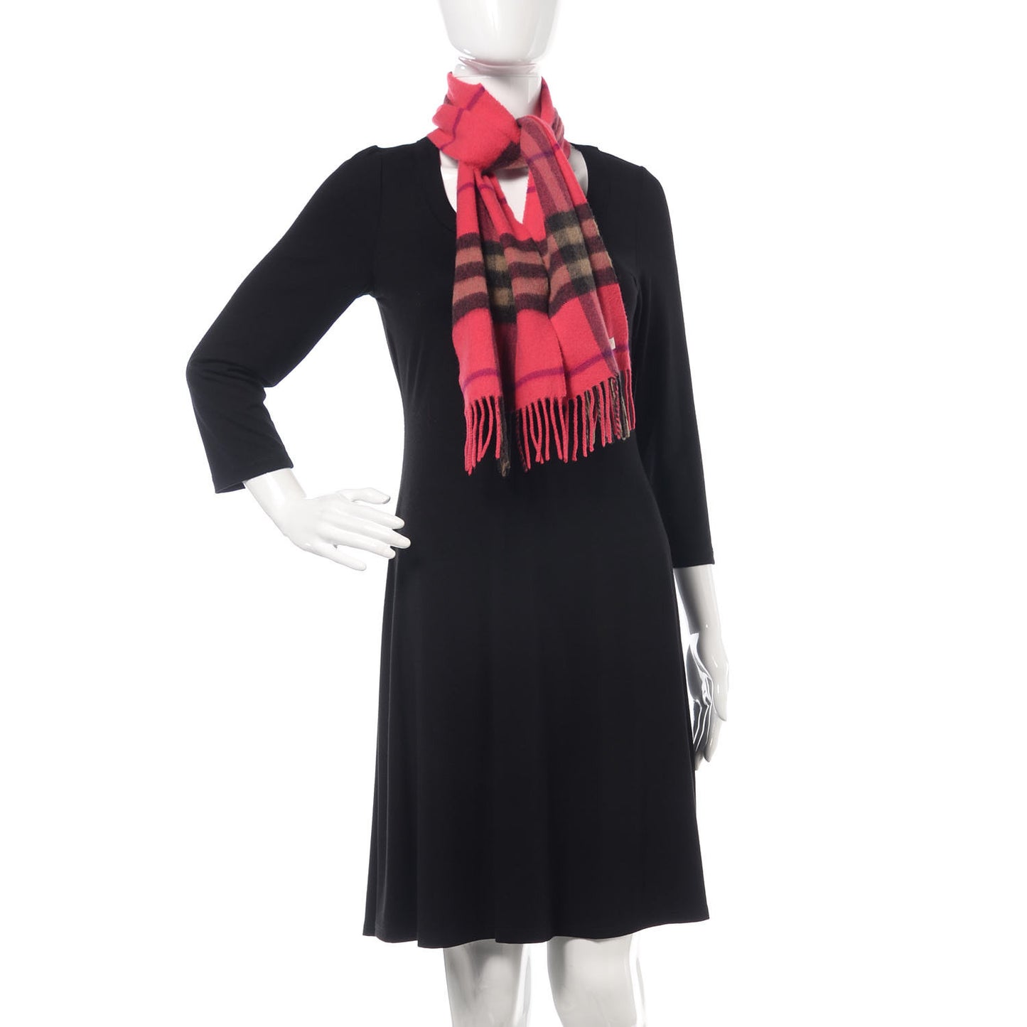 Children's Cashmere Check Scarf Pink