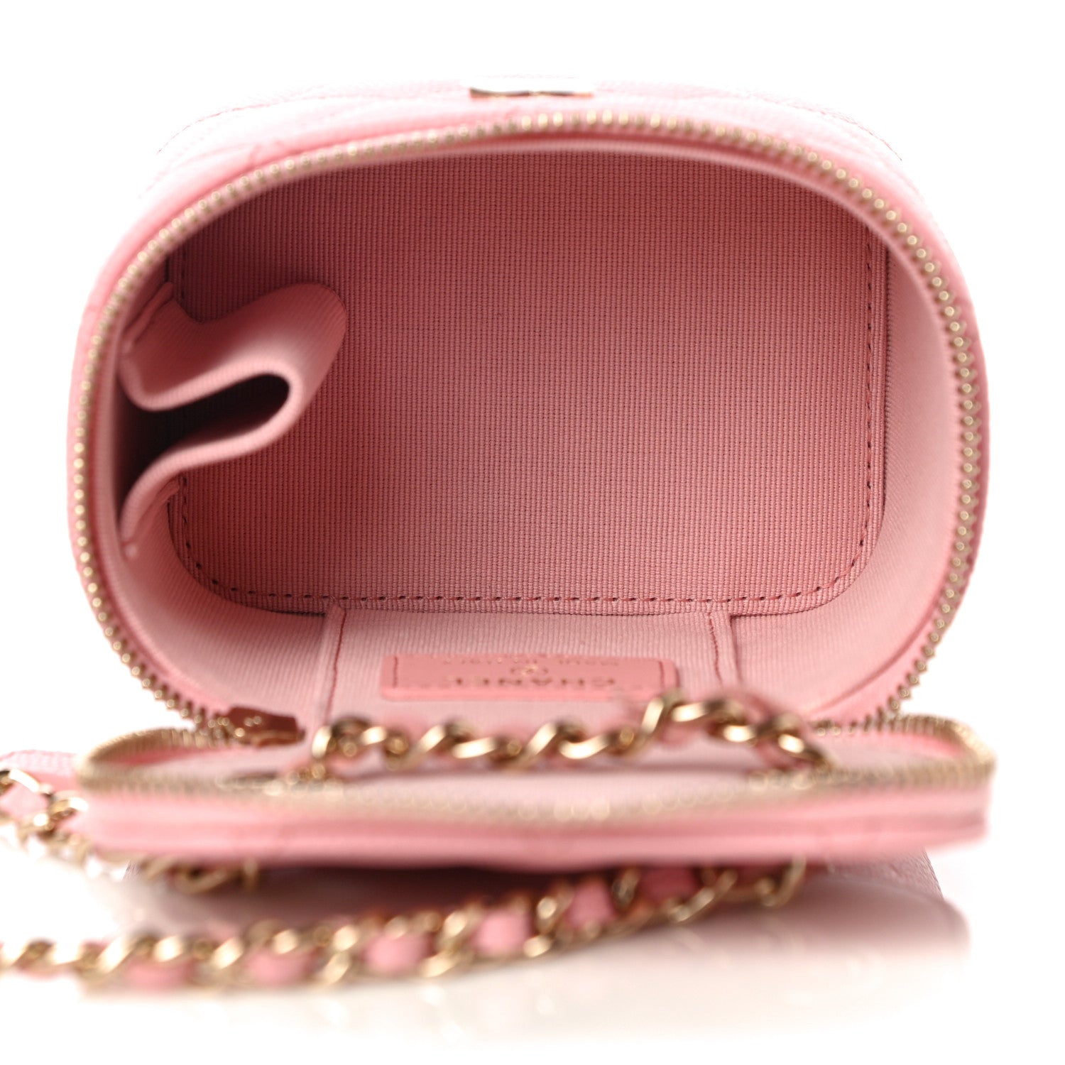 Chanel Caviar Quilted Mini Vanity Case With Chain Pink 6 of 9