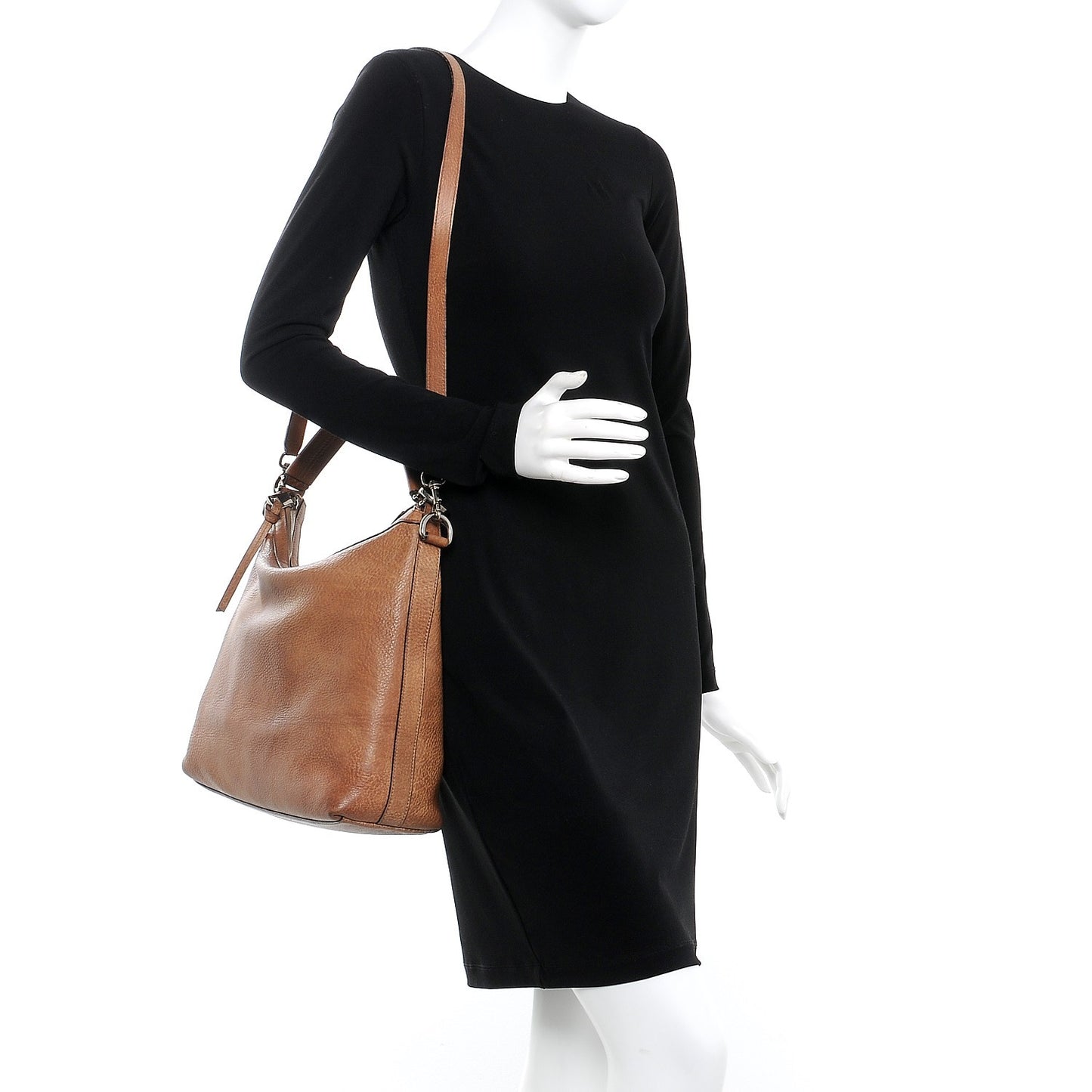Pebbled Calfskin Leather Small Miss GG Hobo Shoulder Bag Light Cuir Brown