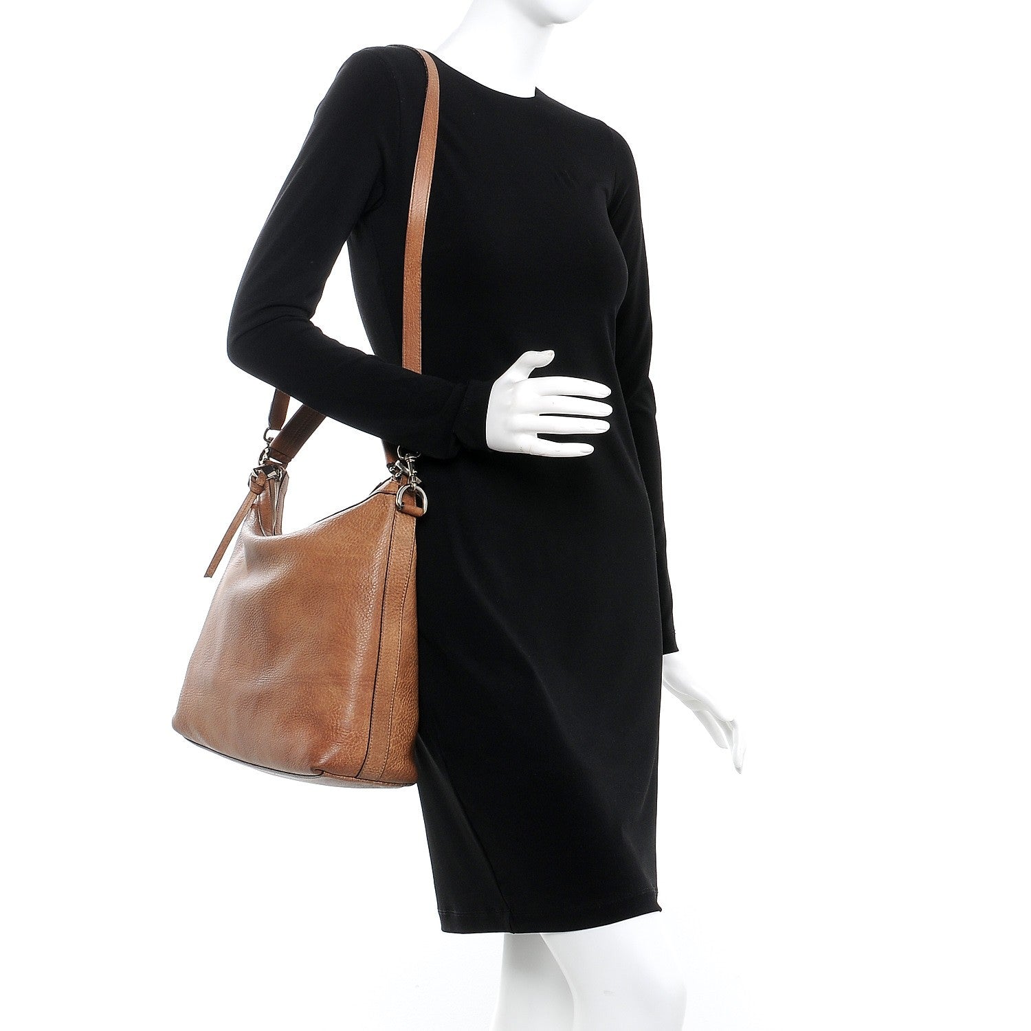 Gucci Pebbled Calfskin Leather Small Miss GG Hobo Shoulder Bag Light Cuir Brown 2 of 9