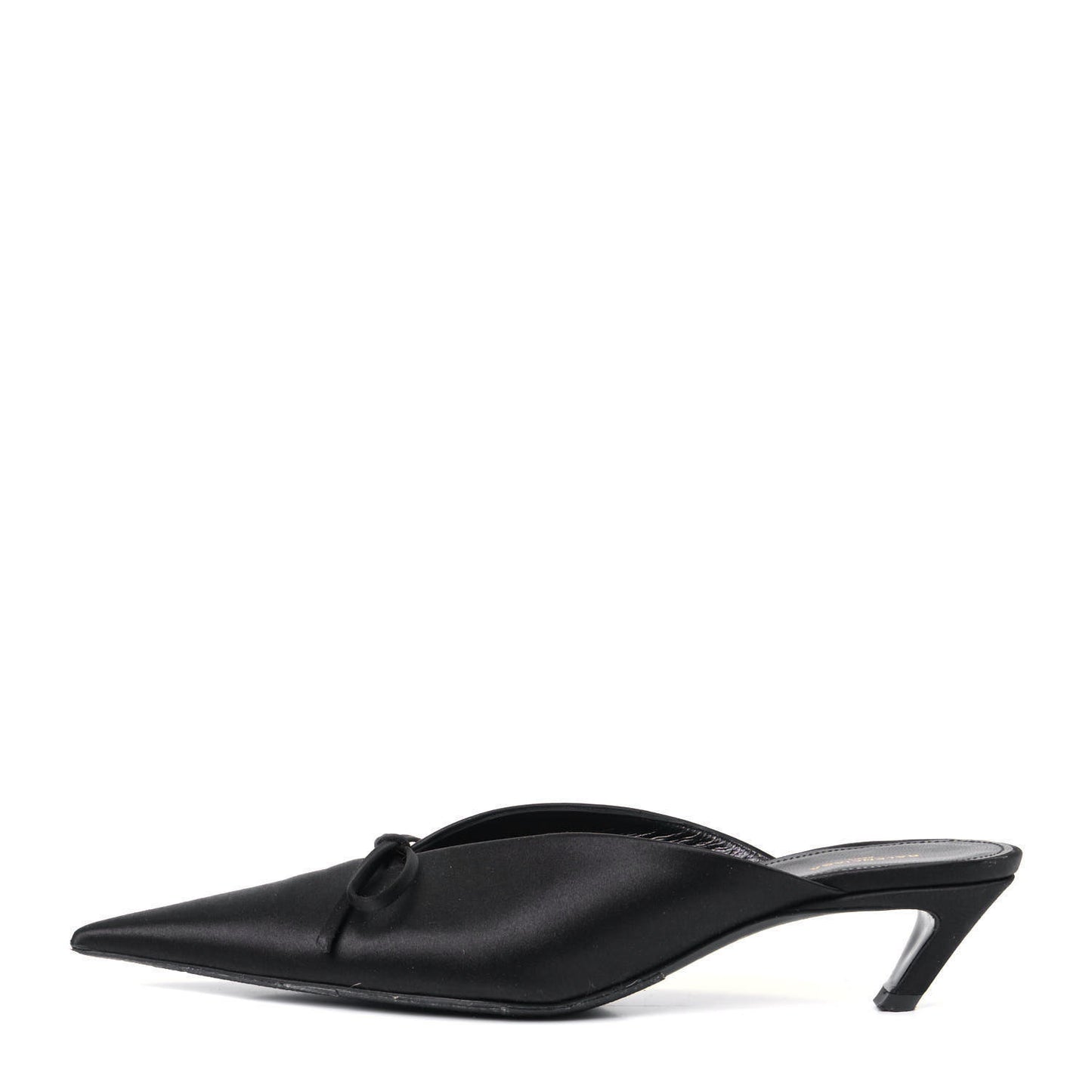 Satin Pointed Toe Knife Mules 39 Black