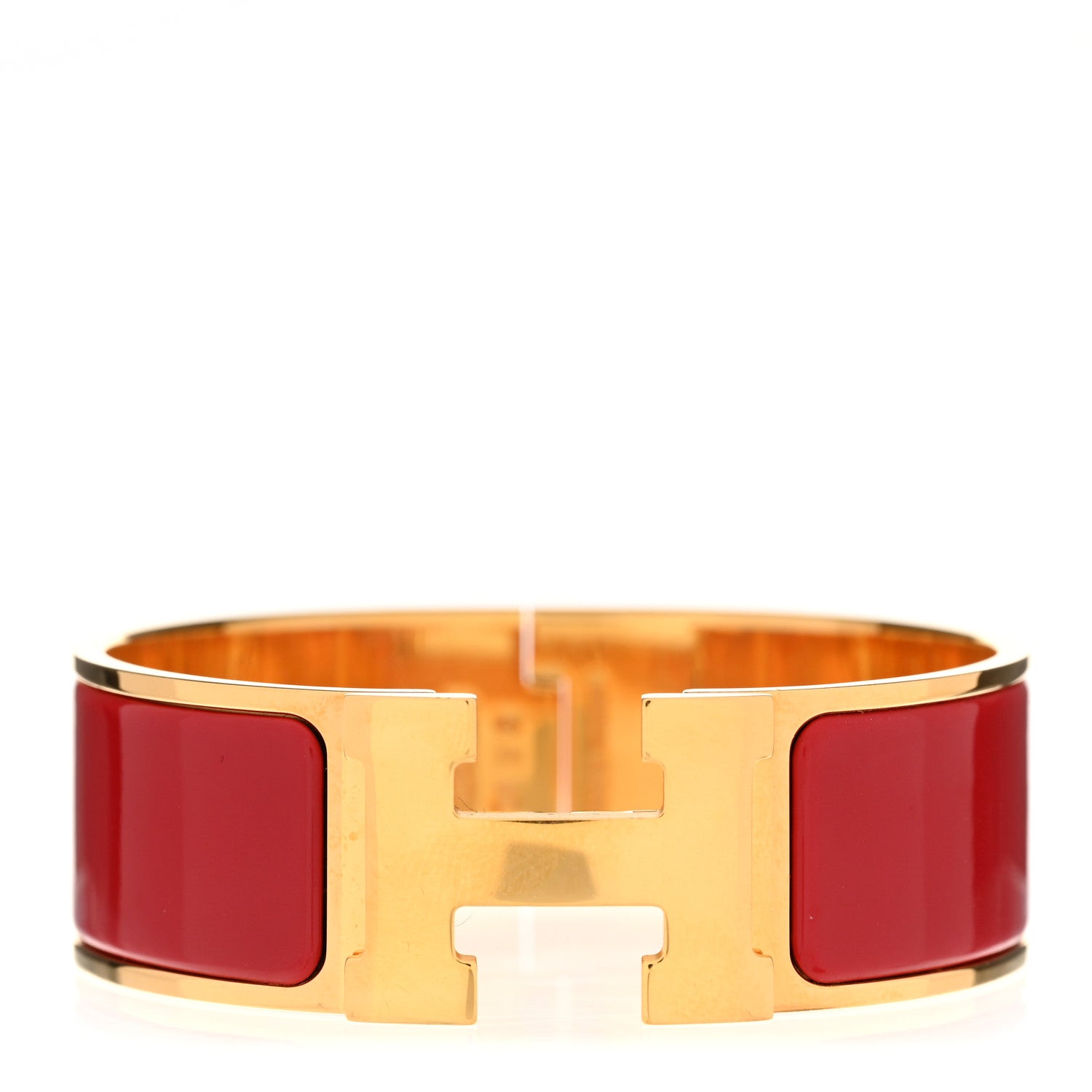 Hermes Enamel Wide Clic Clac H Bracelet PM Rouge Amarante 1 of 5