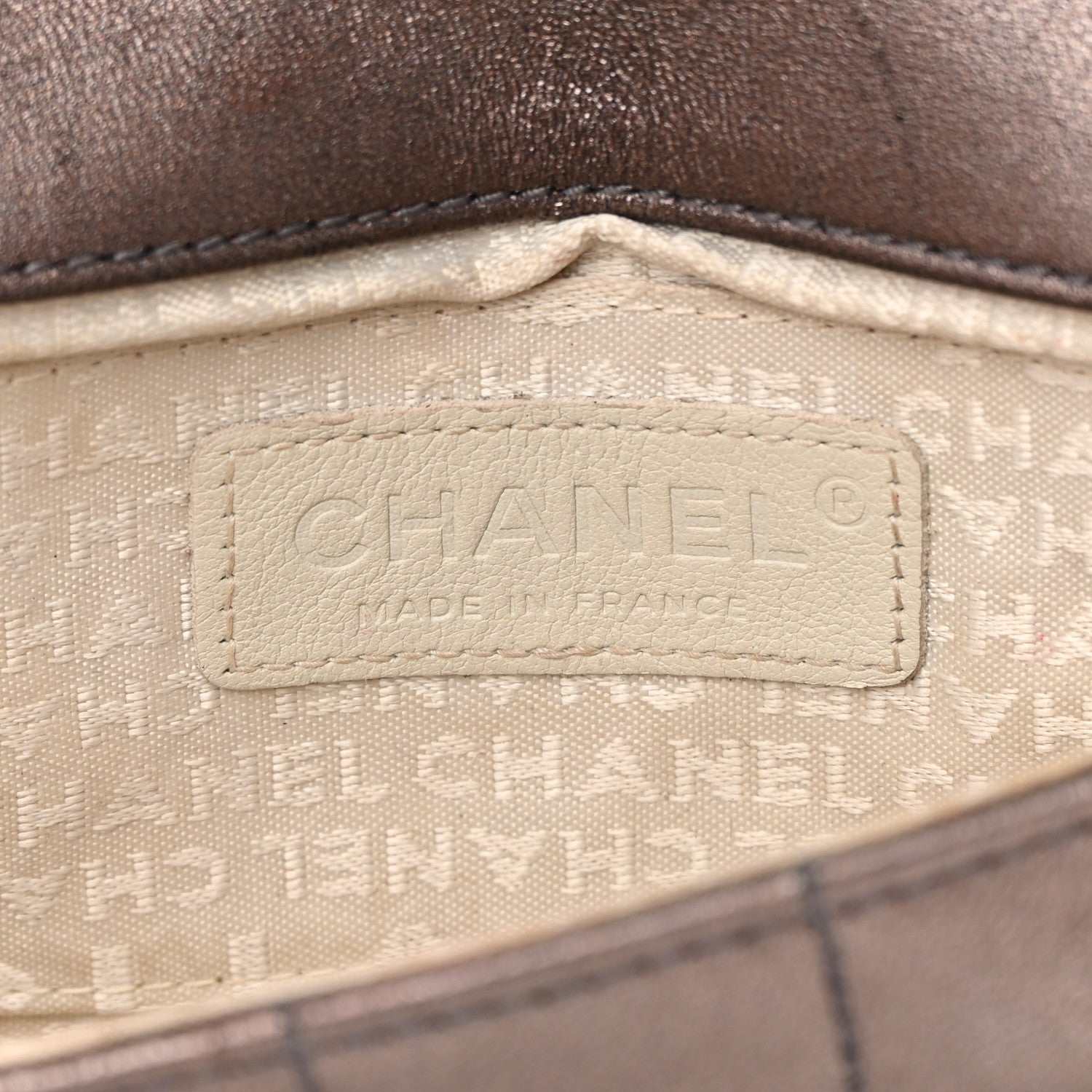 Chanel Metallic Lambskin Quilted Chocolate Bar 3 Chain Flap Bronze 6 of 16