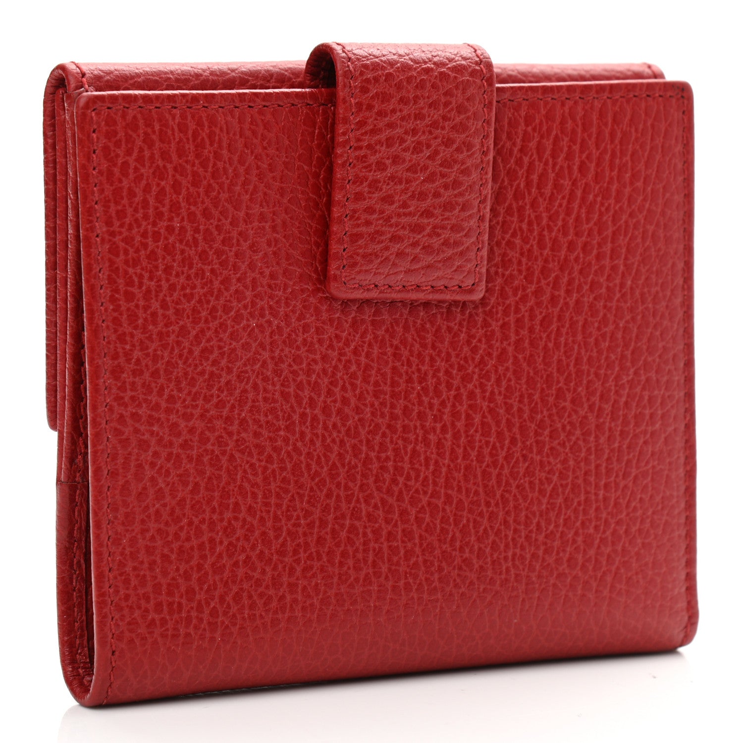 Gucci Dollar Calfskin Double G French Flap Wallet Hibiscus Red 3 of 7