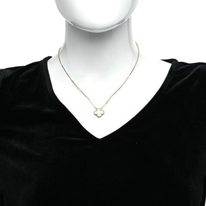 Van Cleef & Arpels 18K Yellow Gold Mother of Pearl Vintage Alhambra Pendant Necklace 2 of 7