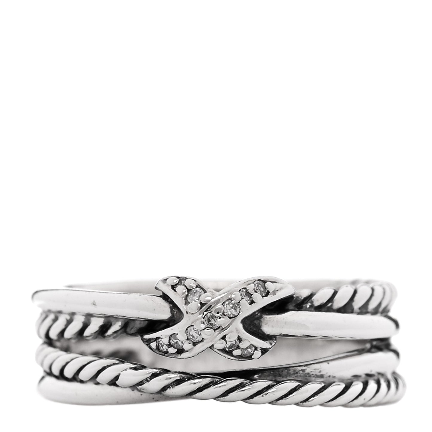 Sterling Silver Diamond X Crossover Ring 55 7.25