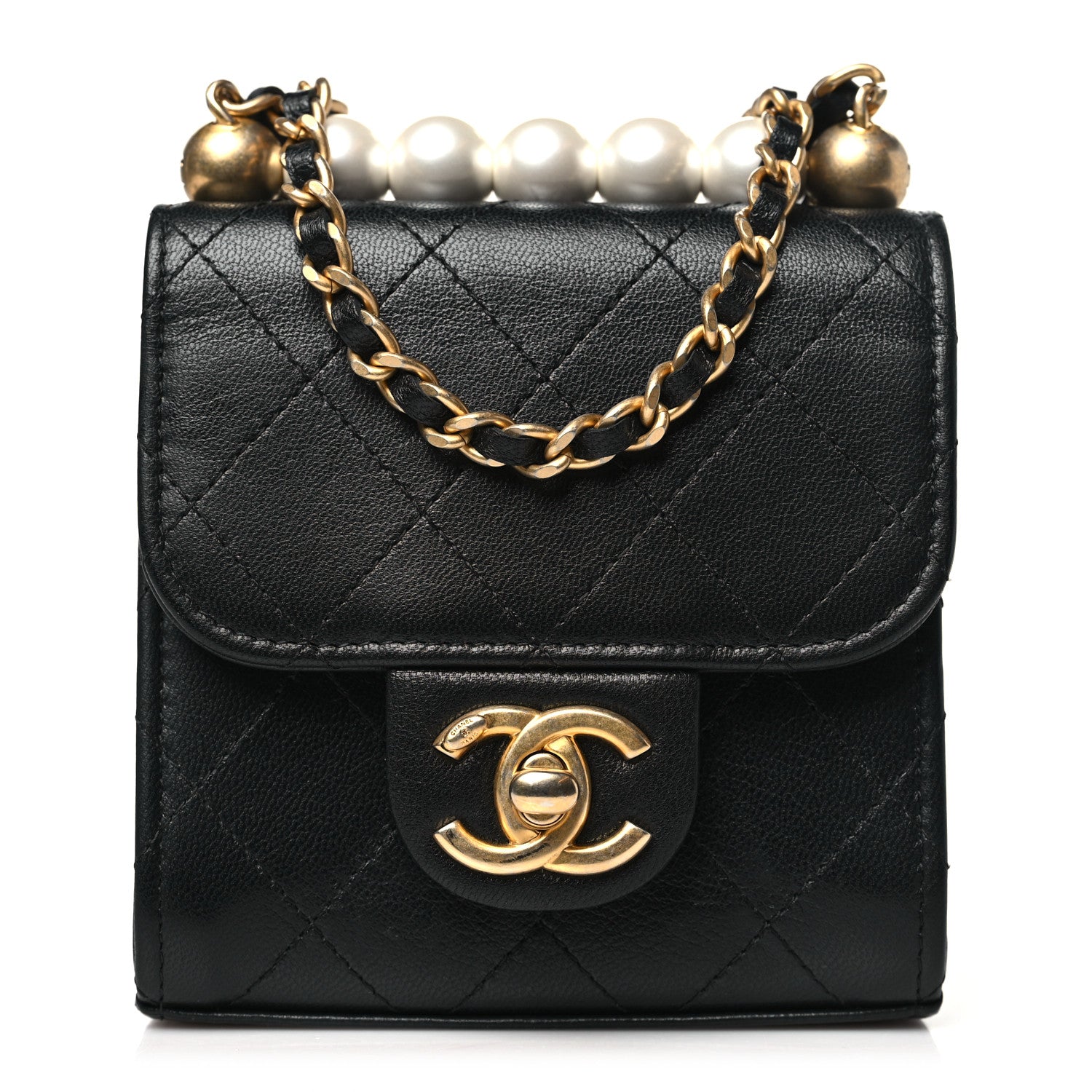 Chanel Goatskin Chic Pearls Clutch On Chain Black 1 of 10