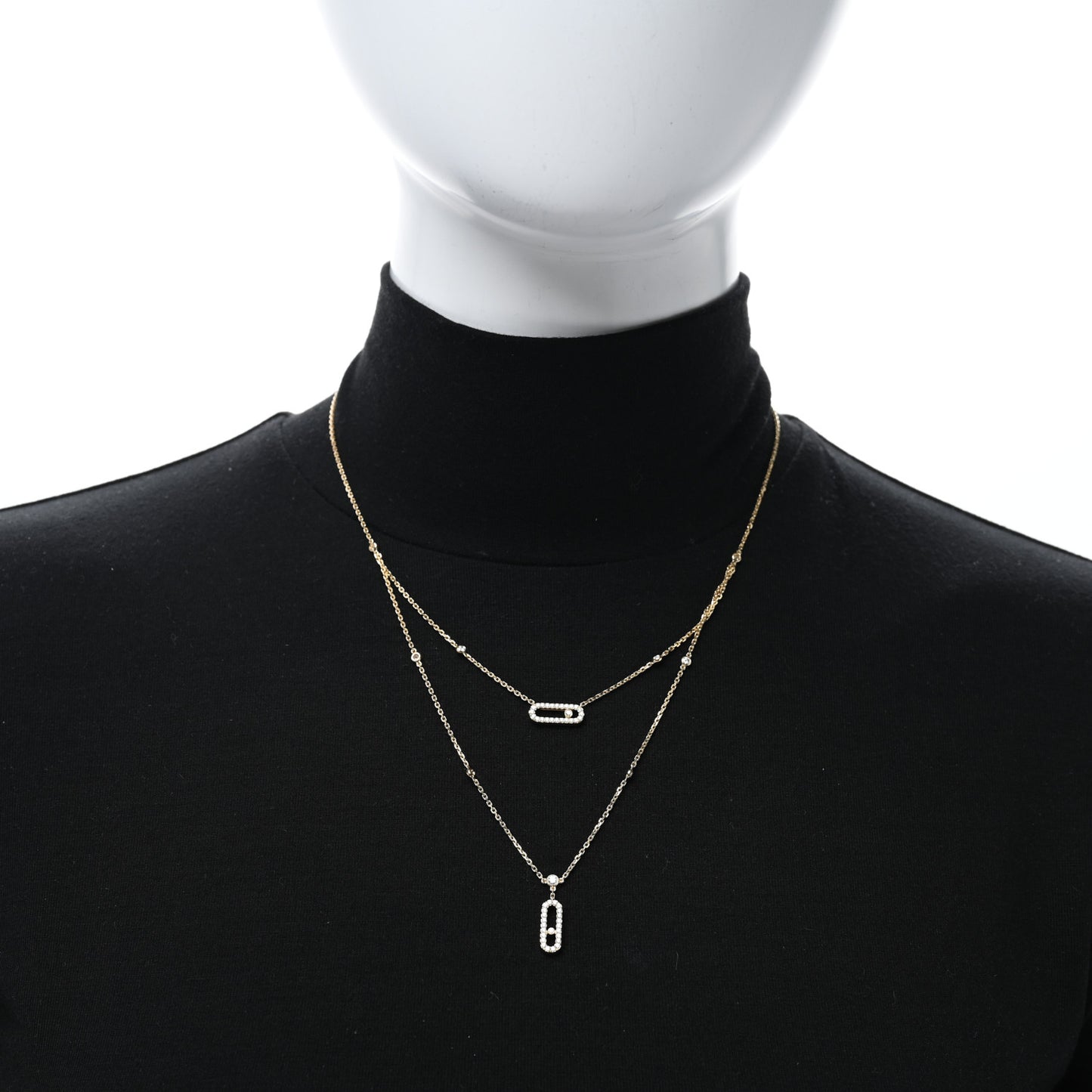 18K Yellow Gold Diamond Move Uno 2 Rows Pave Necklace