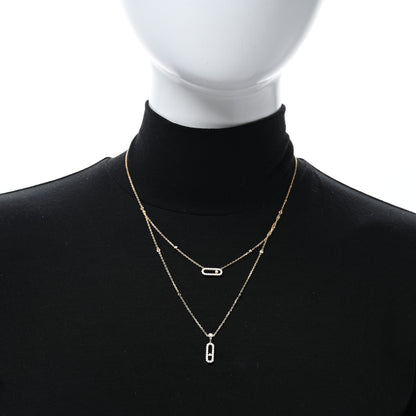 Messika 18K Yellow Gold Diamond Move Uno 2 Rows Pave Necklace 2 of 4