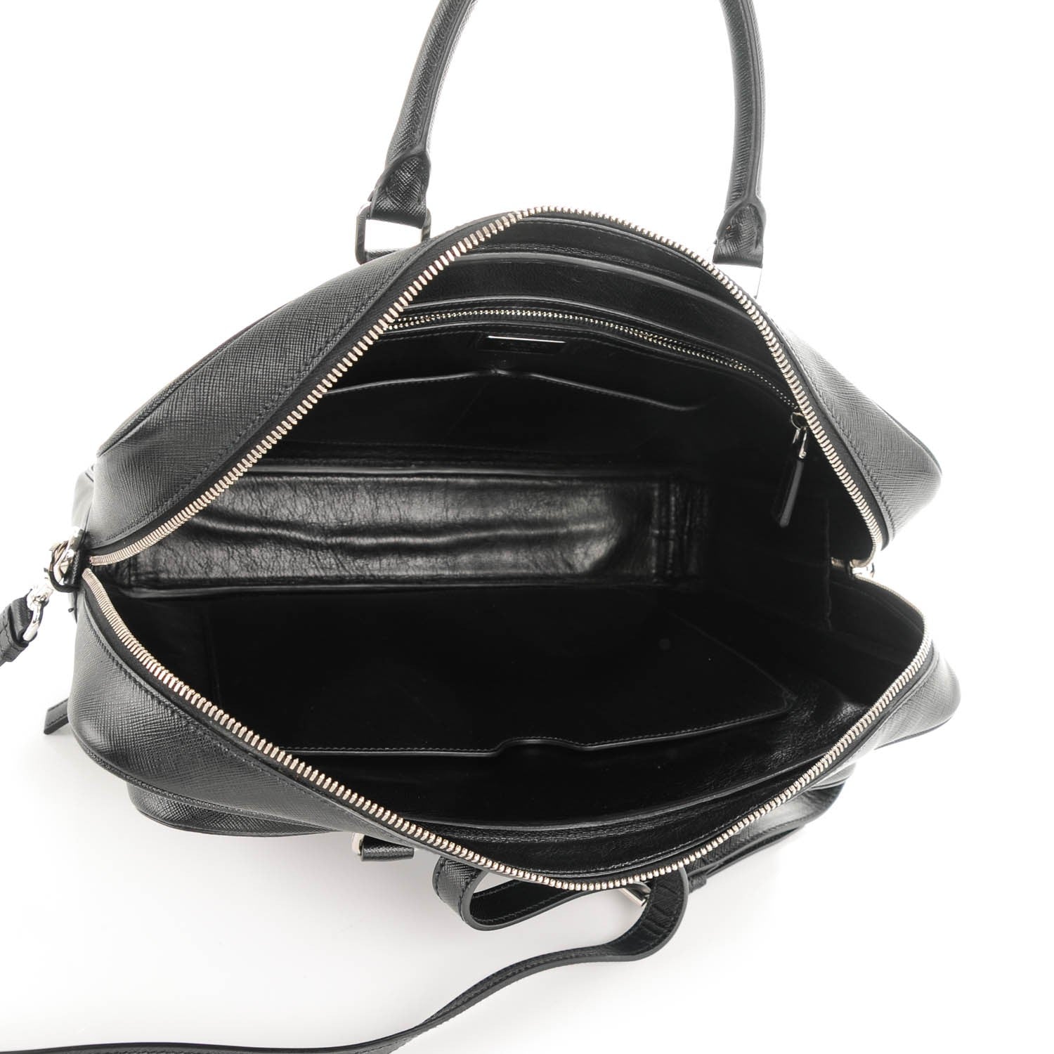 Prada Saffiano Travel Briefcase Nero Black 7 of 10