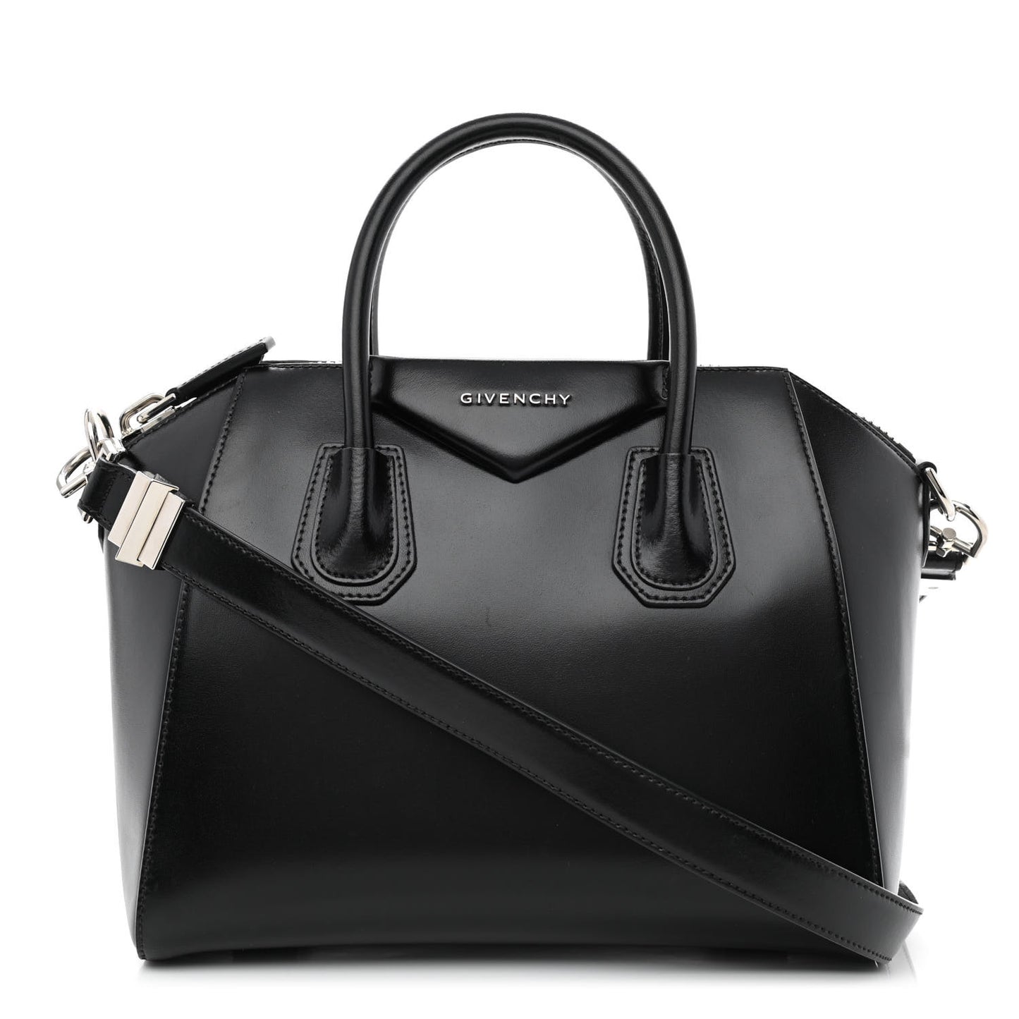 Shiny Lord Calfskin Small Antigona Black