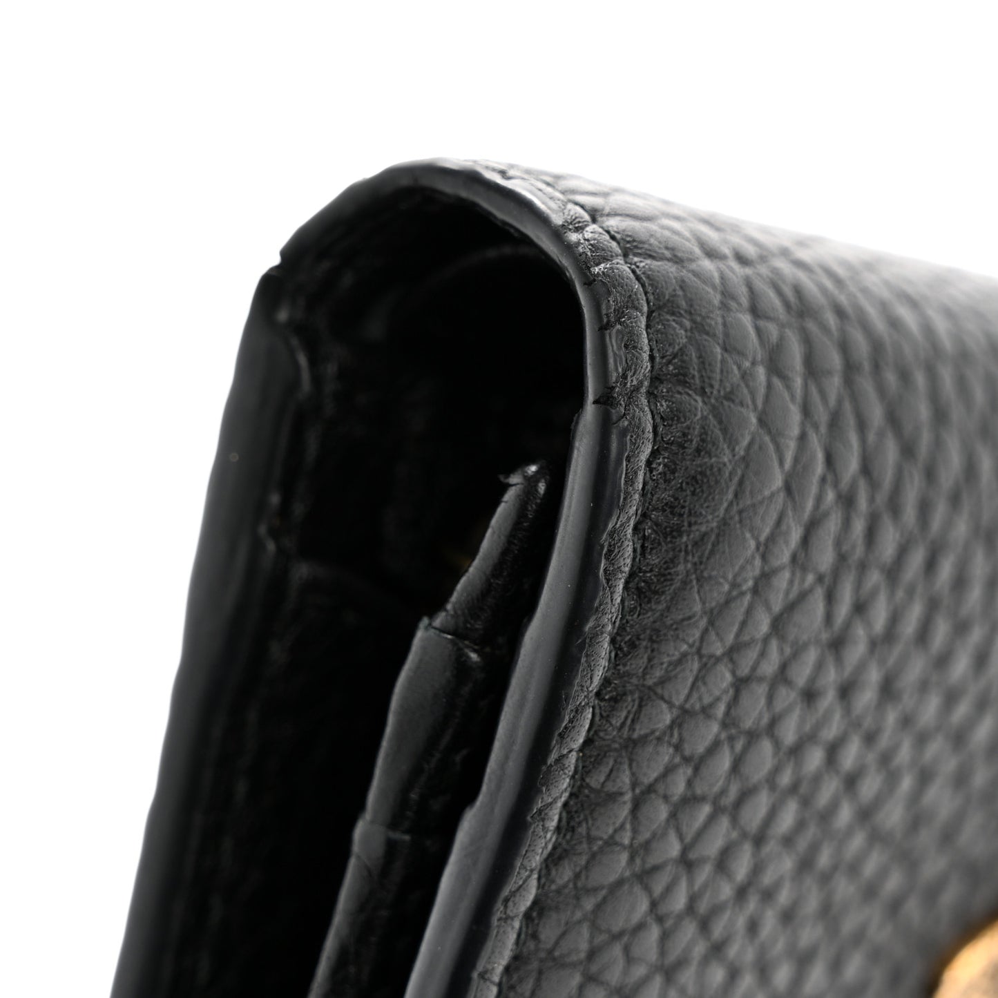 Pebbled Calfskin Animalier Card Case Black