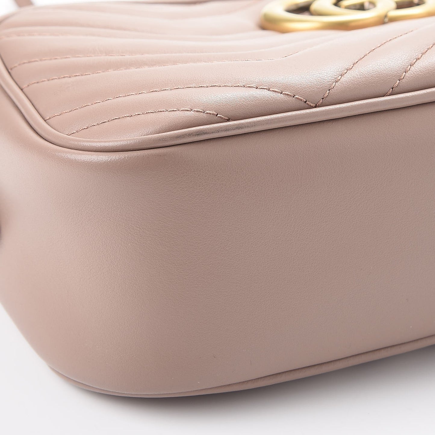 Calfskin Matelasse Small GG Marmont Chain Shoulder Bag Taupe