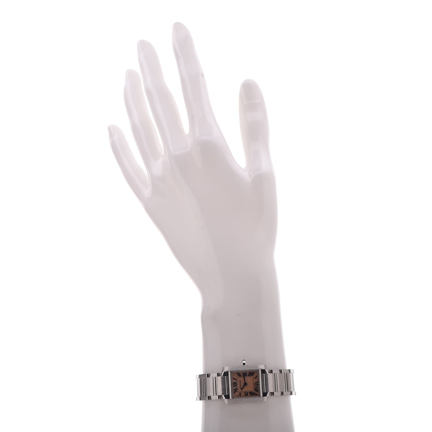 Cartier Stainless Steel Pink Mother of Pearl 20mm Tank Francaise Quartz Watch 2 of 6