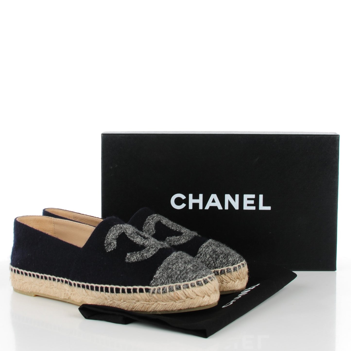 Velvet Tweed CC Espadrilles 38 Navy Grey