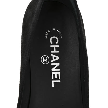 Chanel Suede Patent Camellia CC Ballerina Flat 37 Navy Black 8 of 10