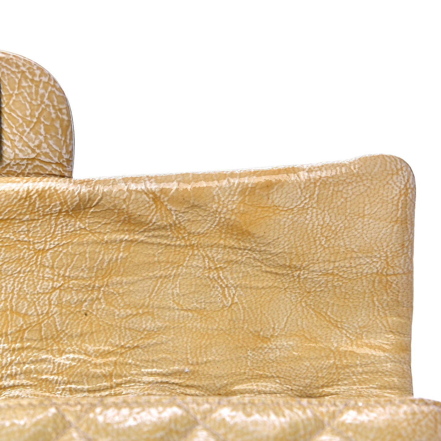 Crinkled Patent Calfskin Quilted East West Flap Light Beige