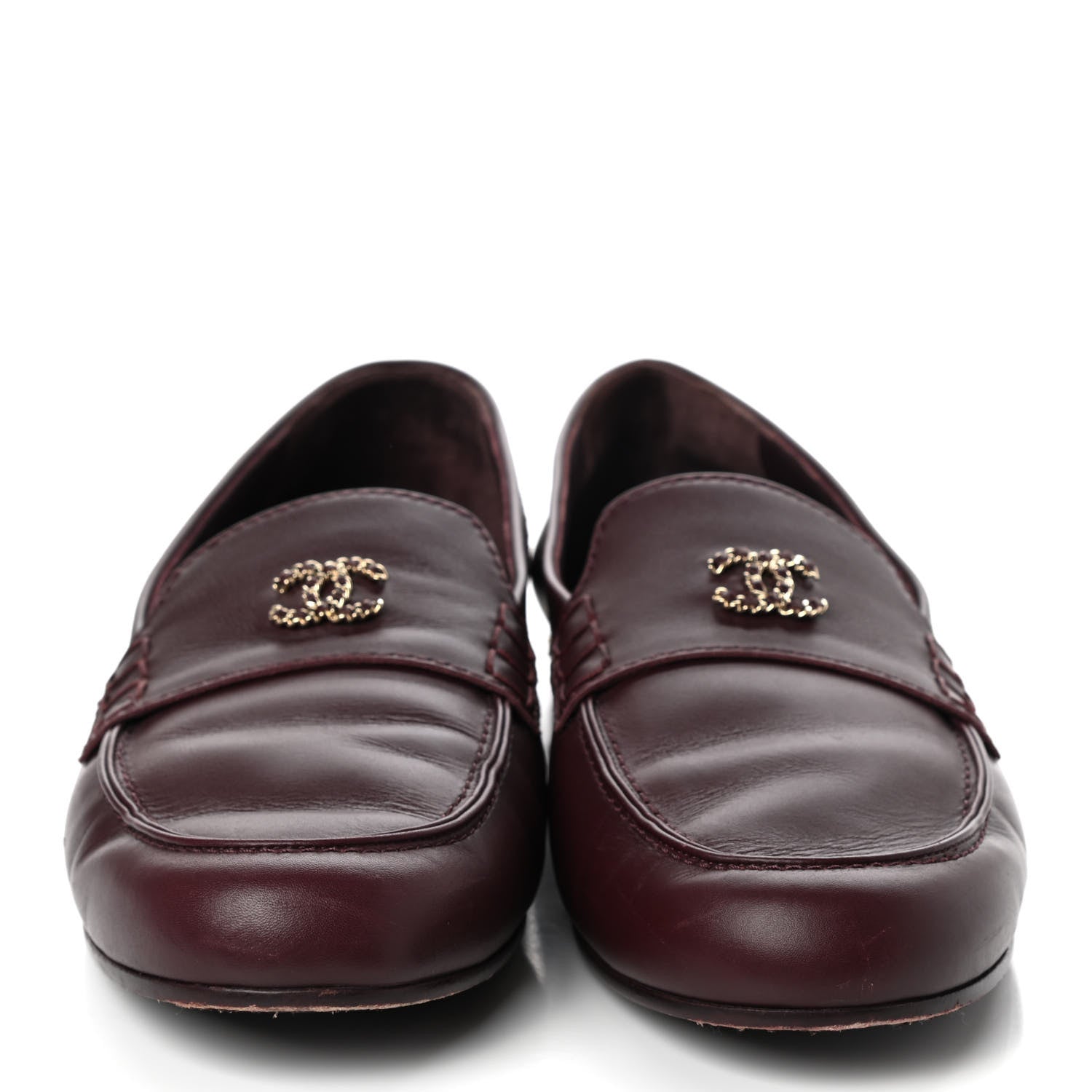 Chanel Calfskin CC Chain Mocassin Loafers 42 Burgundy 2 of 14