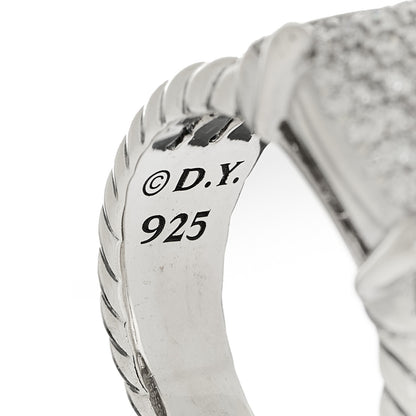 David Yurman Sterling Silver Diamond 16mm Wheaton Ring 54 7 5 of 5