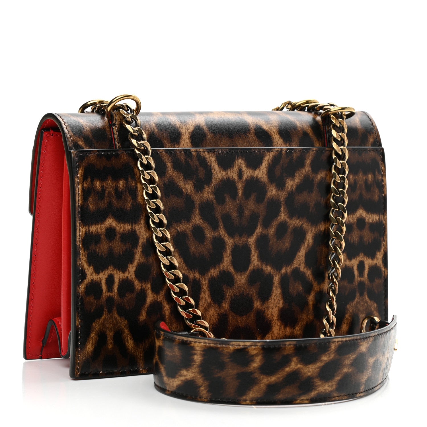 Christian Louboutin Calfskin Leopard Print Small Elisa Shoulder Bag Brown 2 of 9