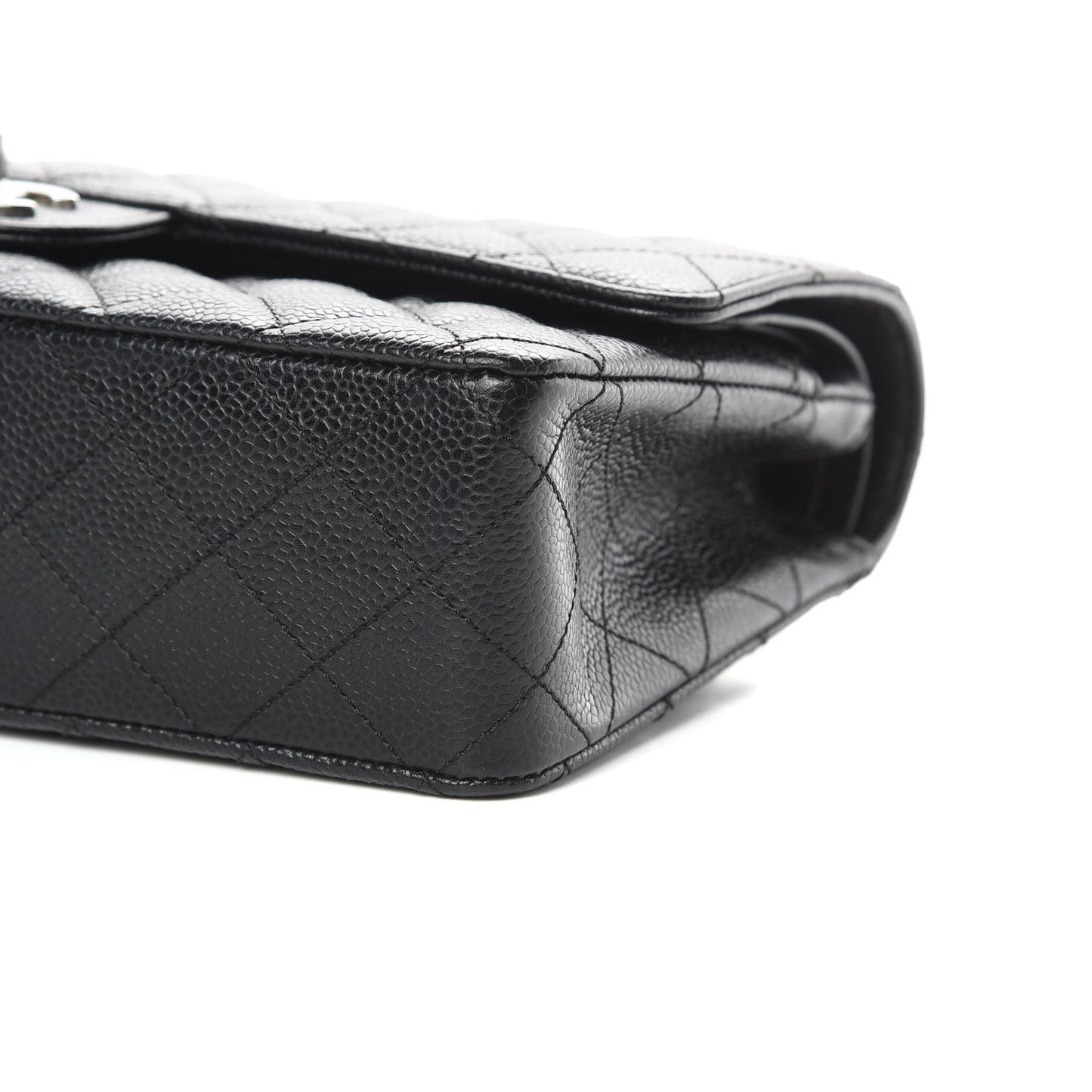 Caviar Quilted Medium Double Flap Black