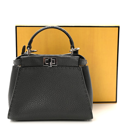 Fendi Cuoio Romano Selleria Bi-Color Mini Peekaboo Iconic Satchel Asfalto Latte 10 of 10