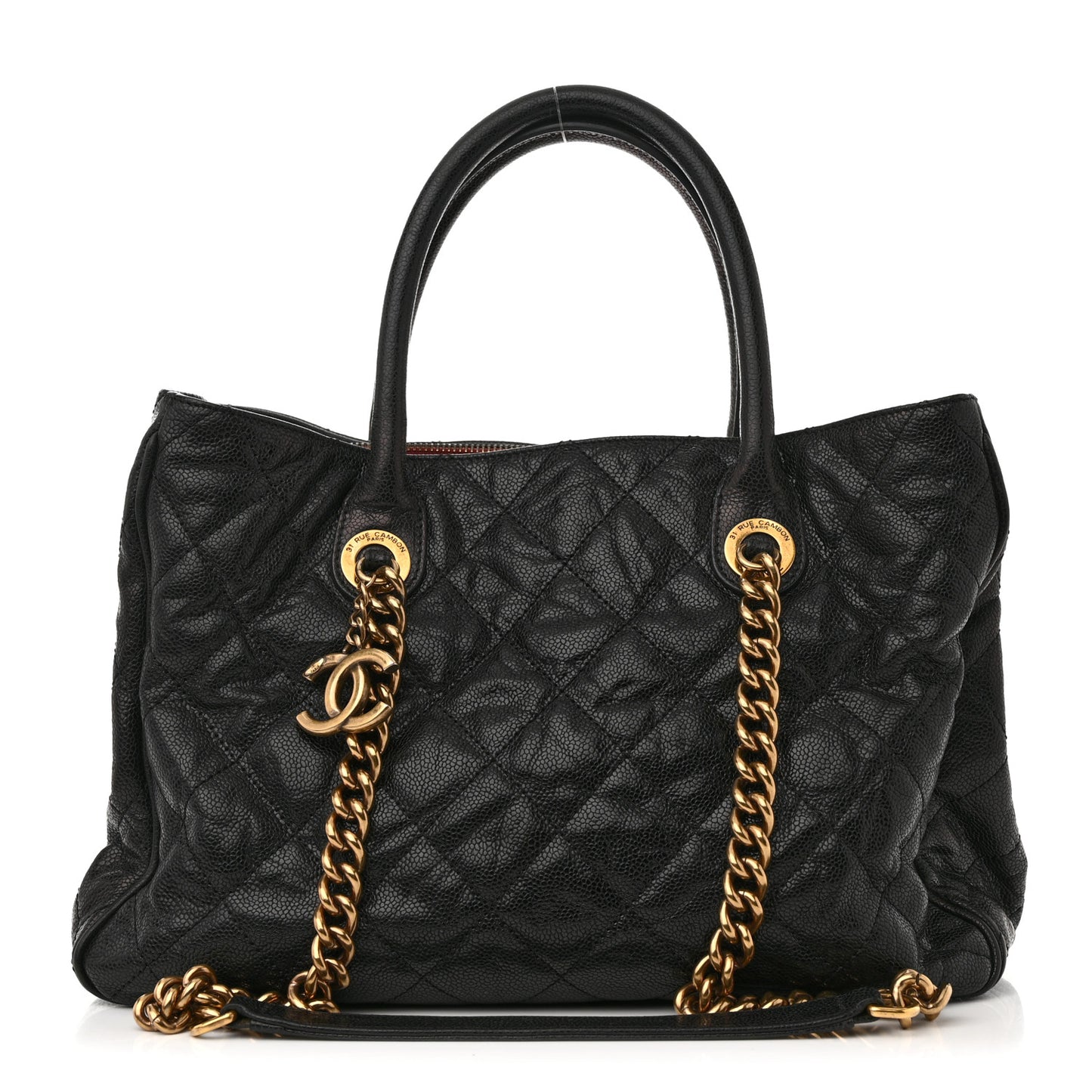 Glazed Caviar Quilted Small Shiva Tote Black