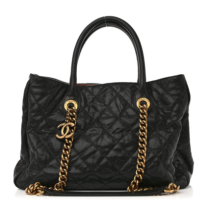 Chanel Glazed Caviar Quilted Small Shiva Tote Black 1 of 11