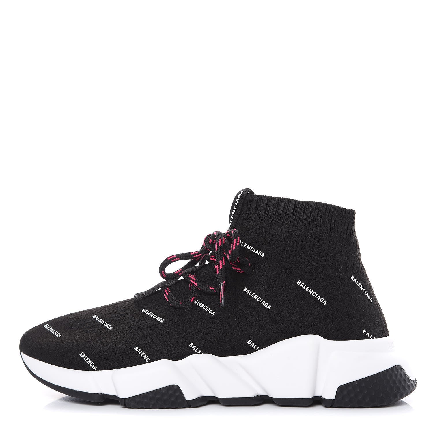 Balenciaga Neoprene Knit Allover Logo Womens Speed Lace Up Sneakers 38 Black 1 of 10