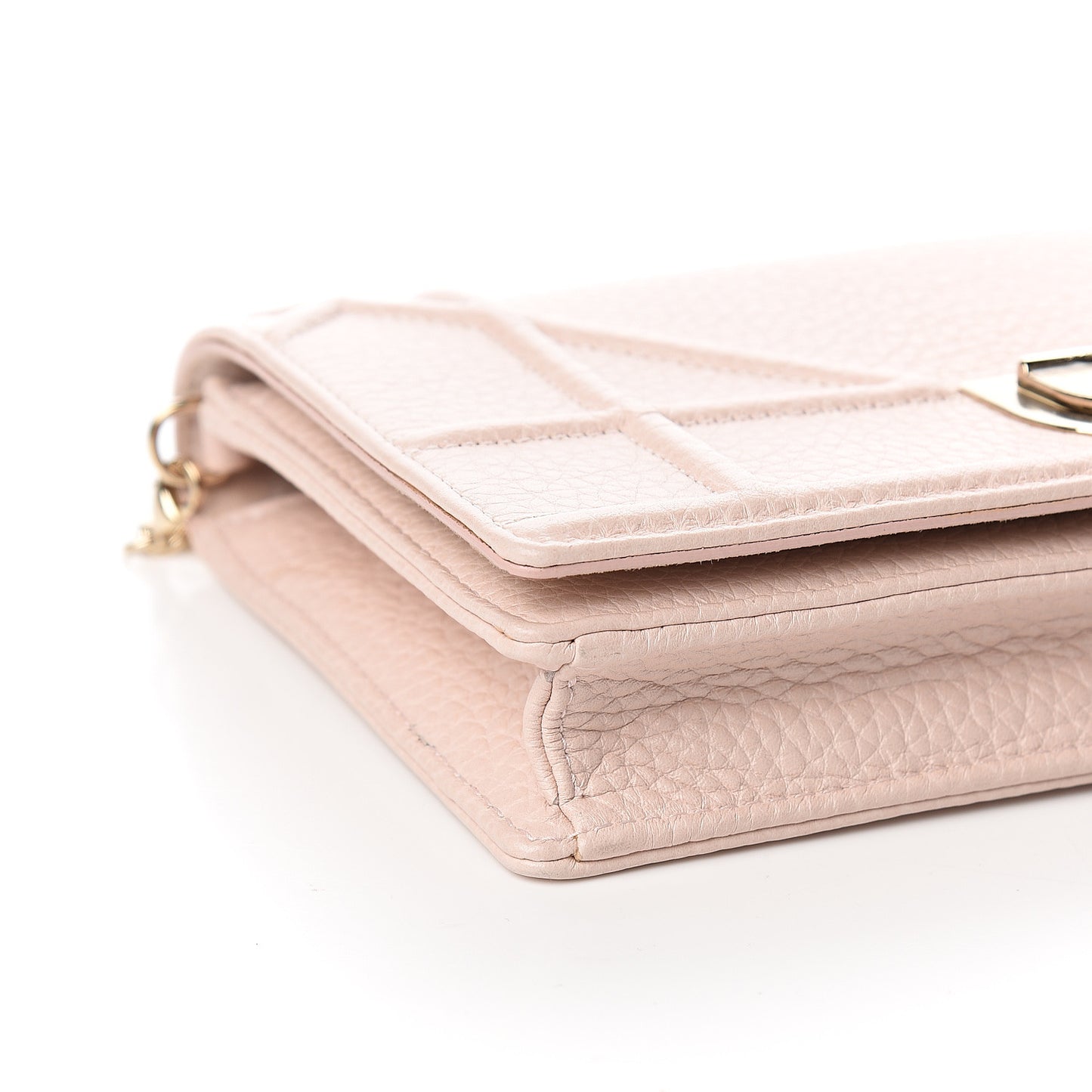 Grained Calfskin Diorama Wallet on Chain Pouch Nude