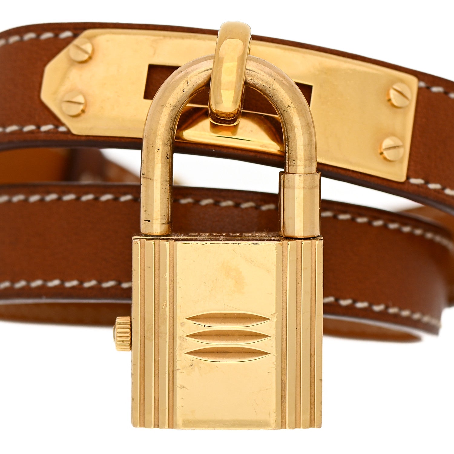 Hermes Stainless Steel Barenia 20mm Kelly Cadena Double Tour Quartz Watch Fauve 3 of 4