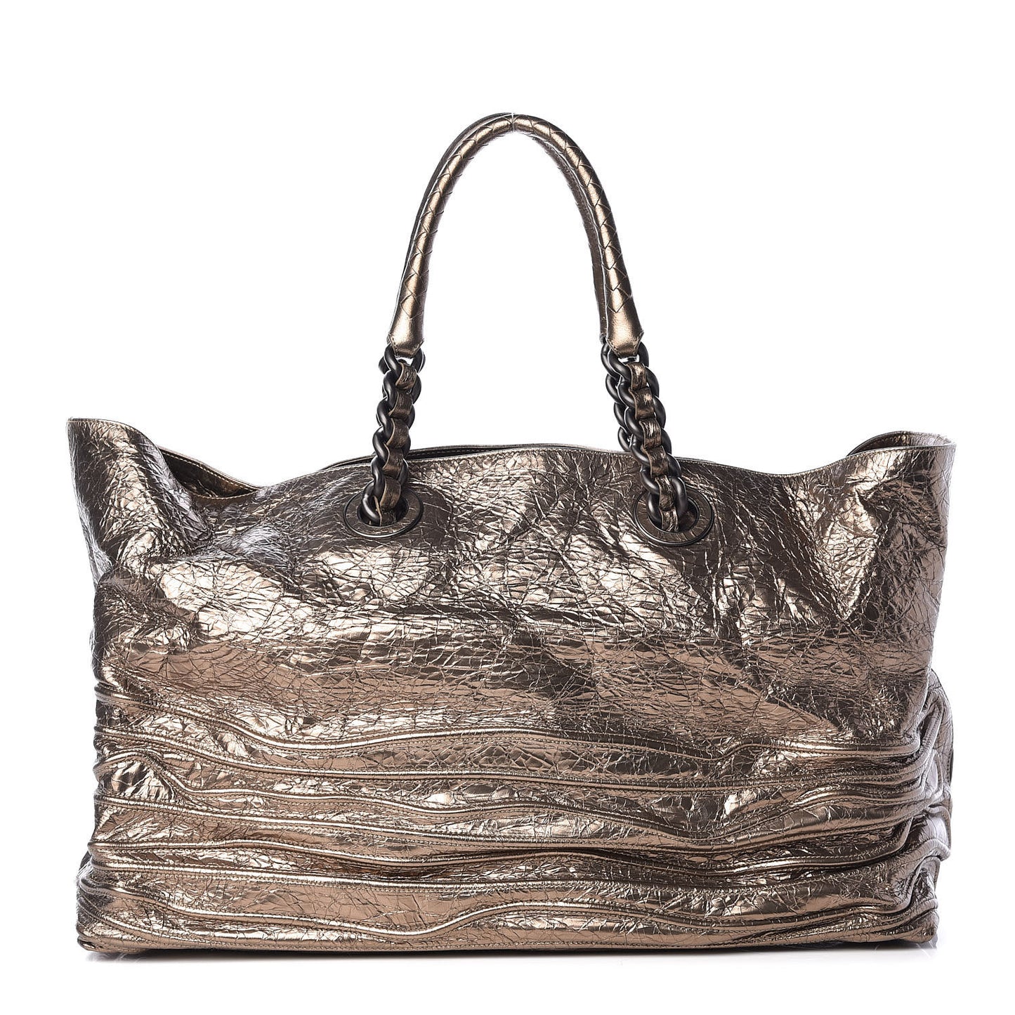 Metallic Crinkled Calfskin Tote