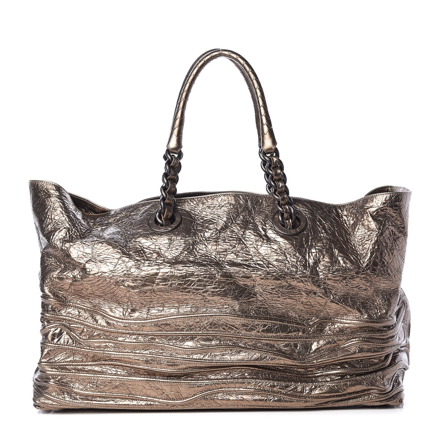 Bottega Veneta Metallic Crinkled Calfskin Tote 1 of 14