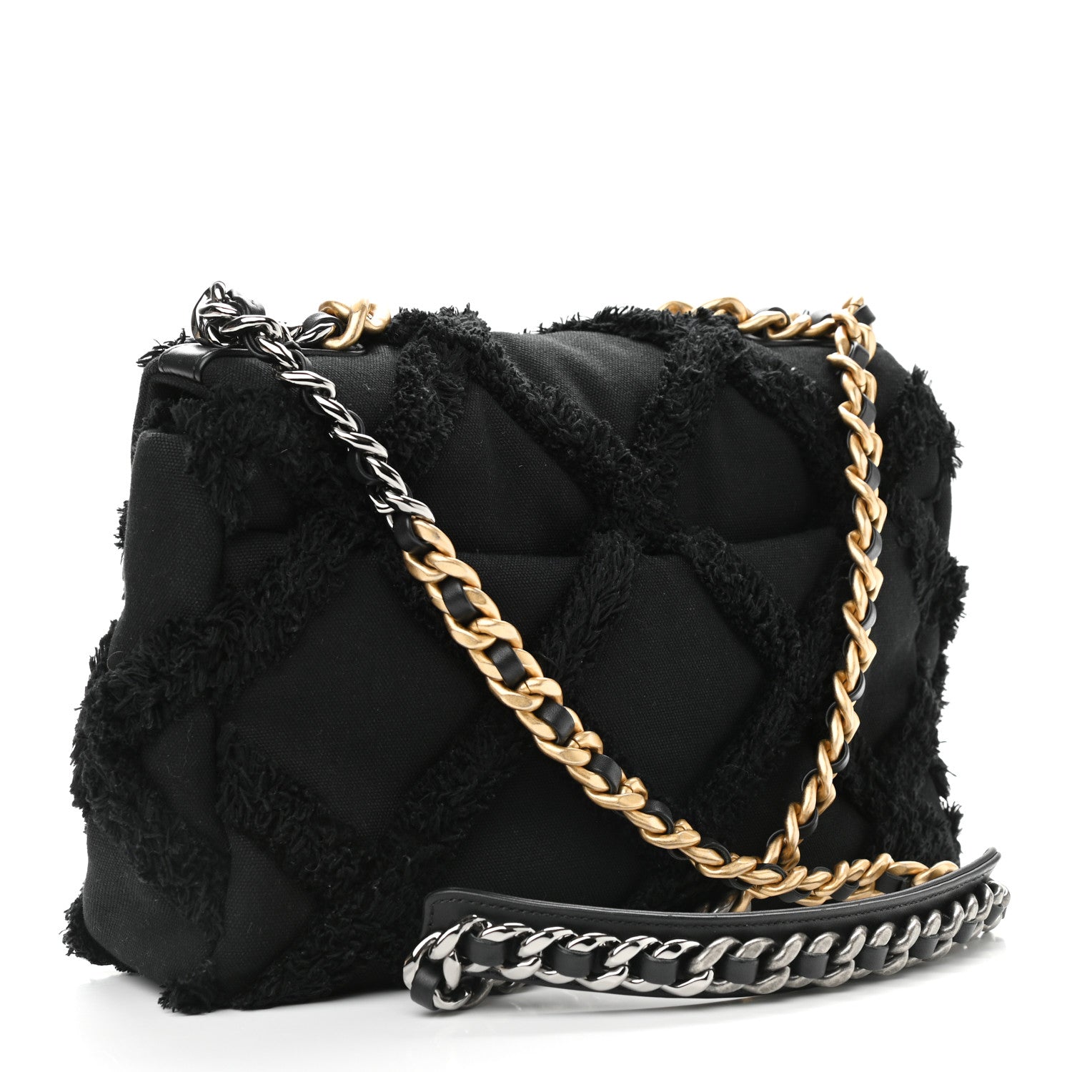 Chanel Cotton Canvas Quilted Large Chanel 19 Flap Black 2 of 8