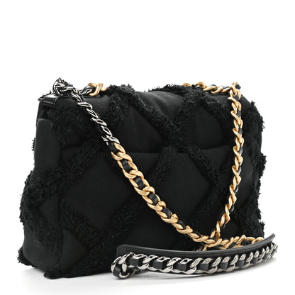 Chanel Cotton Canvas Quilted Large Chanel 19 Flap Black 2 of 8