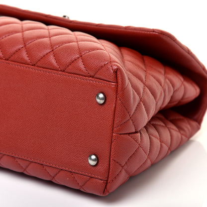 Chanel Caviar Quilted Medium Coco Handle Flap Dark Red 7 of 11