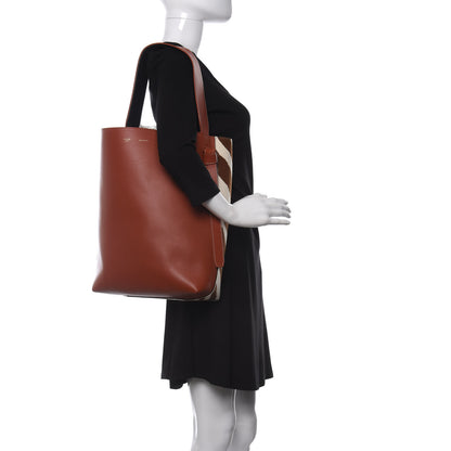 Celine Shiny Smooth Calfskin Zebra Printed Calf Hair Small Twisted Cabas Chalk Brick 2 of 9