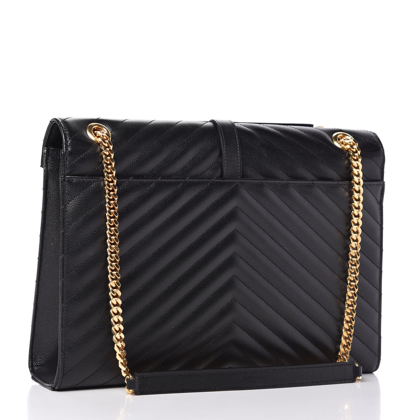 Grain De Poudre Matelasse Chevron Large Monogram Satchel Black